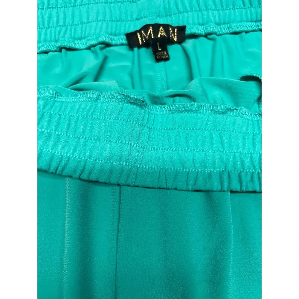 IMAN Ankle Pants Womens L Green Elastic Waist Pull On Slacks Casual Stretch - Picture 5 of 14